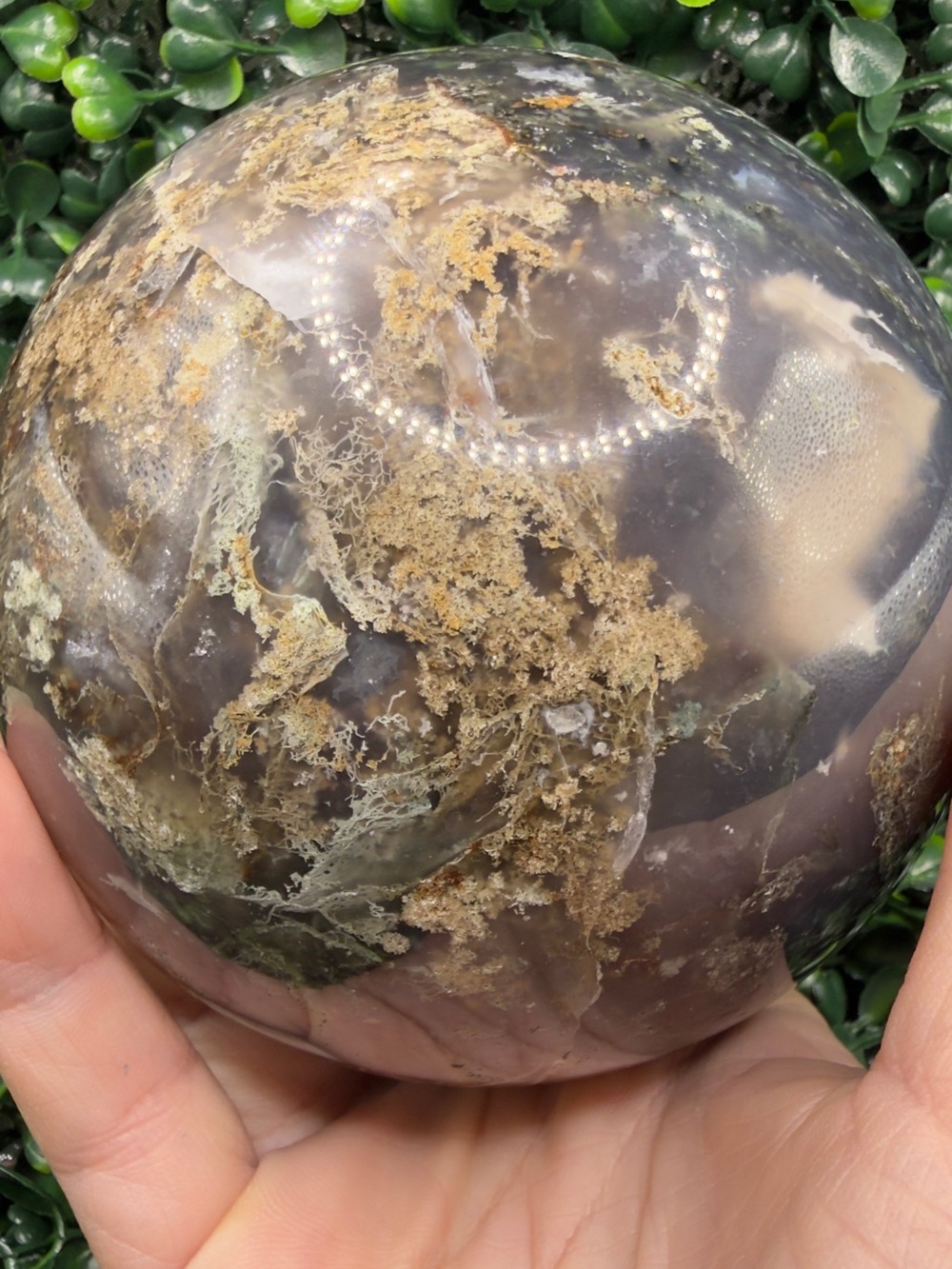 3.47lb Druzy Moss Agate Sphere - Picture 9 of 10